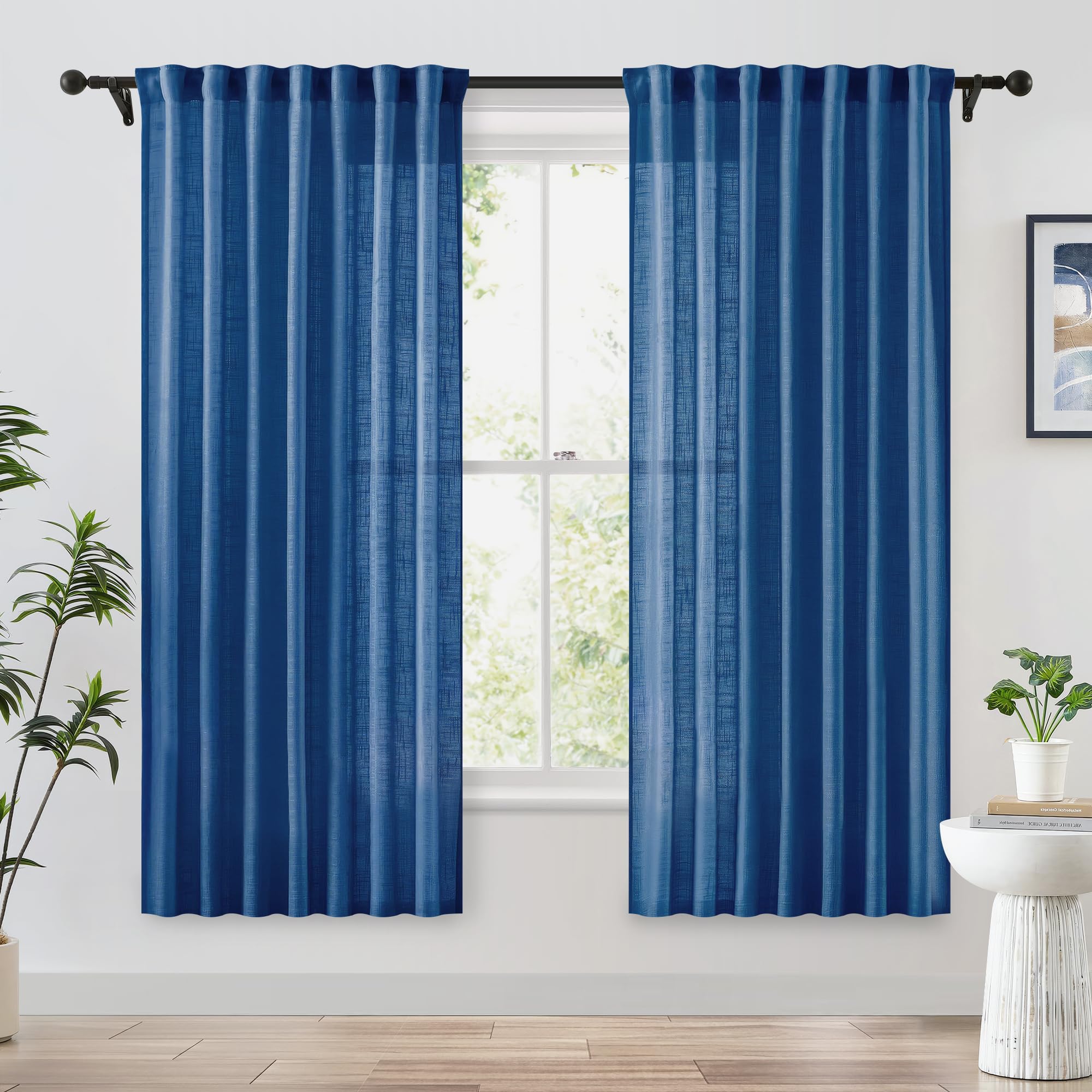 カーテン PSD4003 Amazon｜FMFUNCTEX リネン セミシアーカーテン 長さ63インチ 寝室用